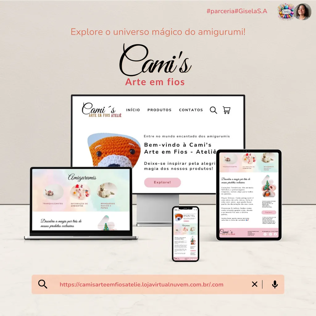 Template de website e post de Instagram
